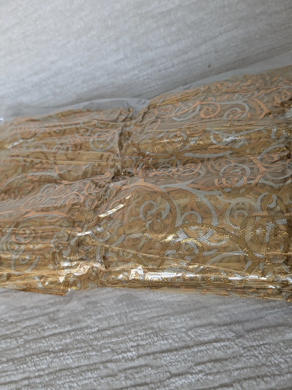 Gold Metallic Swirl Organza Bags 100 Pk 3"X4" Drawstring Closure Vacuum Sealed - Picture 5 of 7